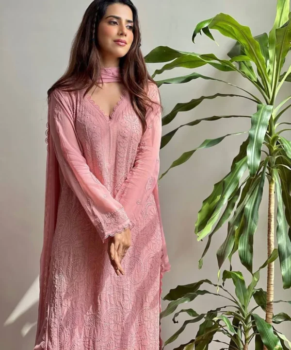 Pink Georgette Suit Set