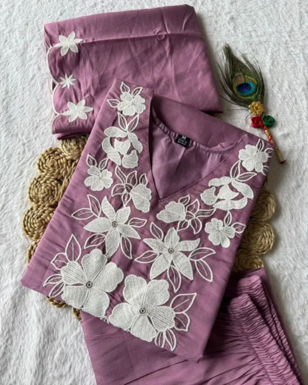 Pink Kurti Set With Floral Dupatta