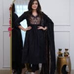 Black Kurti Pant Set With Dupatta
