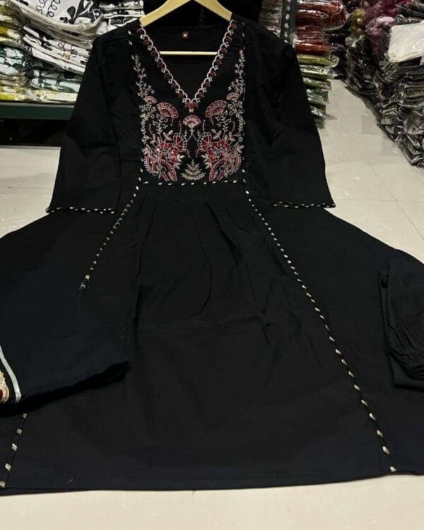 Black Kurti Pant Set With Dupatta