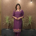 Dark Purple Cotton Kurti Pant Set