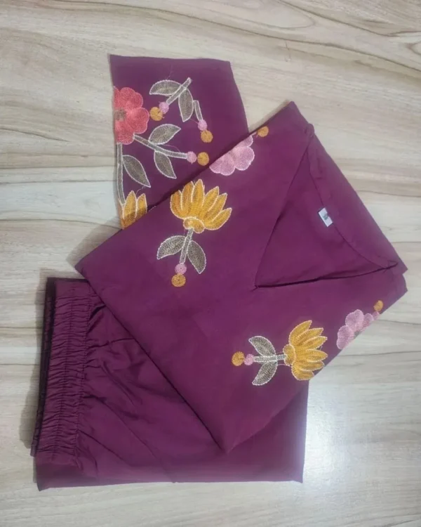 Dark Purple Cotton Kurti Pant Set Real