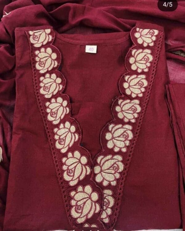 Dark Red Color Suit Set