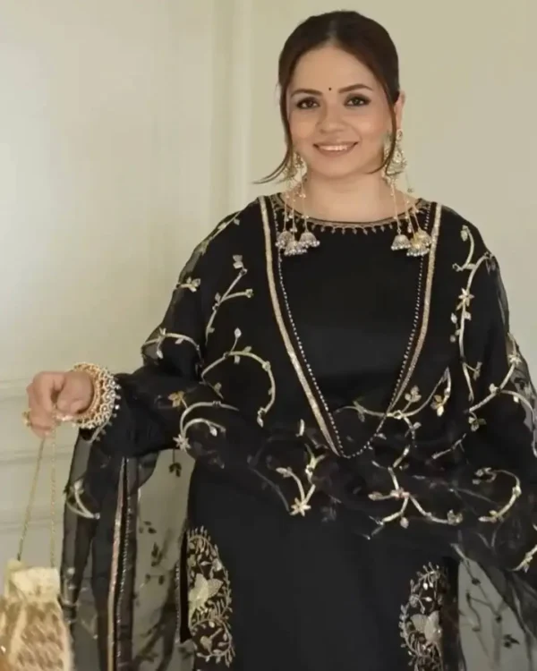 Crepe Kurti With Sharara Suit Set