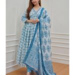 Sky Blue Kurti Combination Pant With Dupatta