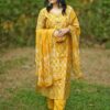 Rayon Yellow Print Suit Set