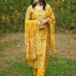 Rayon Yellow Print Suit Set