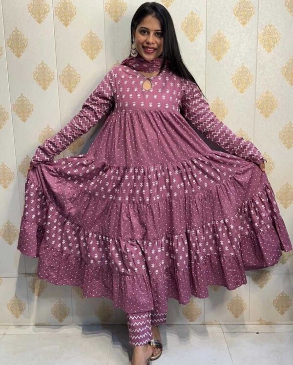 Cotton Pink Anarkali Suit Set​