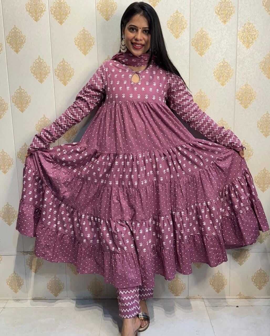 Cotton Pink Anarkali Suit Set​