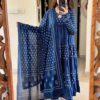 Cotton Blue Anarkali Suit Set