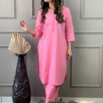 Light Pink Kurti With Pant Set