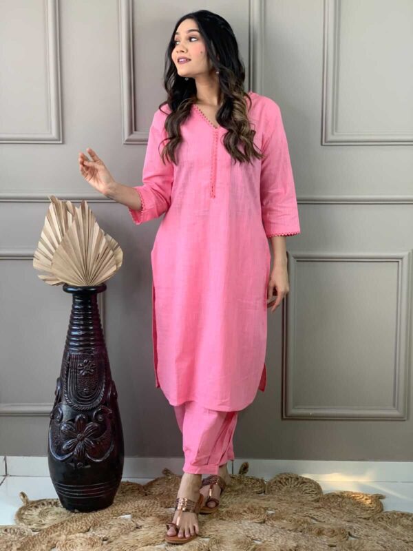 Light Pink Kurti With Pant Set