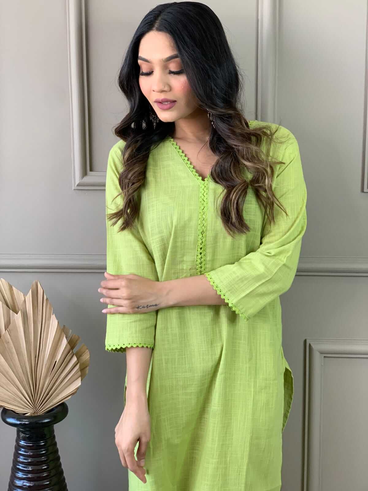 Light Green Kurti With Pant Set