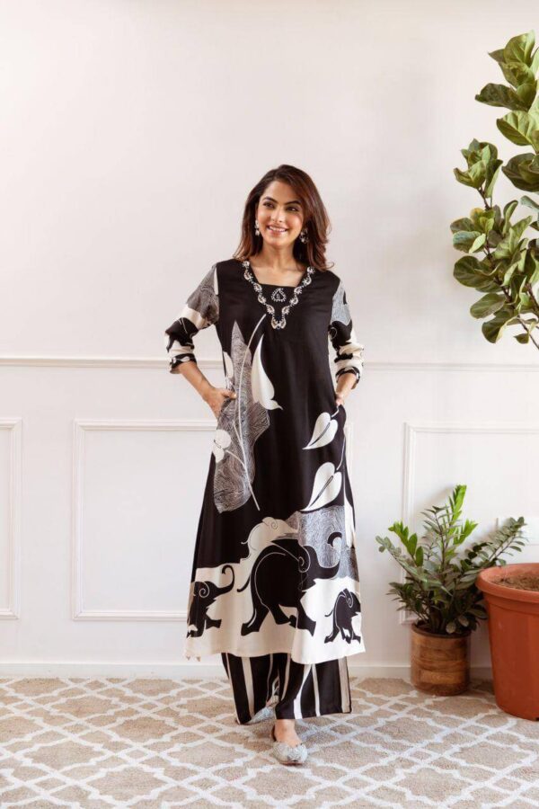 Black Rayon Kurti Pant Set​