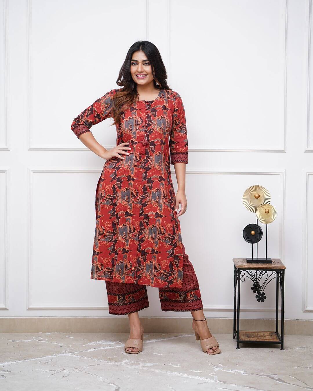 Multi Print Cotton Kurti Pant Set