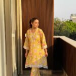 Yellow Floral Kurti Pant Set