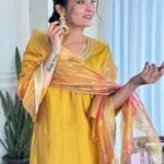 Yellow Floral Kurti Pant Dupatta Set