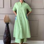 Cotton Green Kurti​ With Pant Set