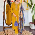 Viscose Chanderi Yellow Suit Set