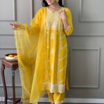 Yellow Party Wear Rayon Suit Set