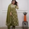 Green Cotton Kurti Pant With Dupatta Set