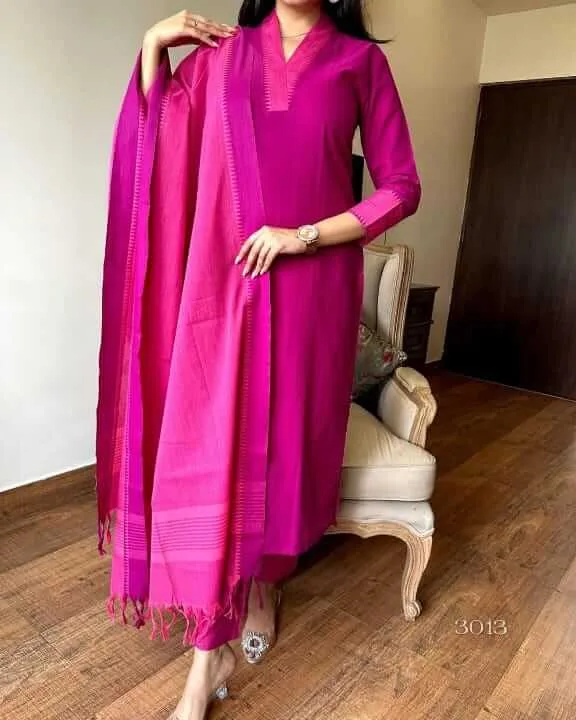 Dark Pink South Cotton Suit Set