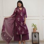 Maroon Kurti Palazzo With Dupatta