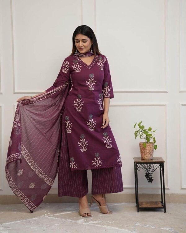 Maroon Kurti Palazzo With Dupatta