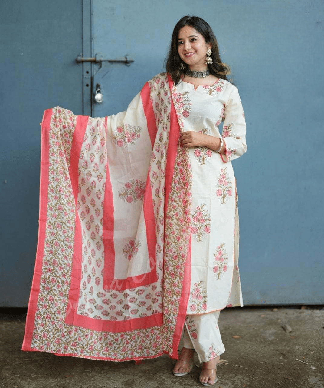 White With Red Suit Set