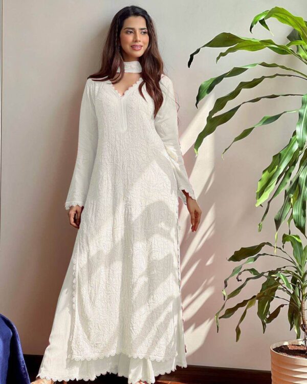 White Georgette Suit Set