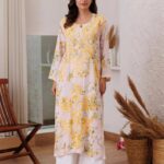 Yellow Floral White Kurti With Palazzo