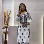 Black Floral White Kurti With Pant Set