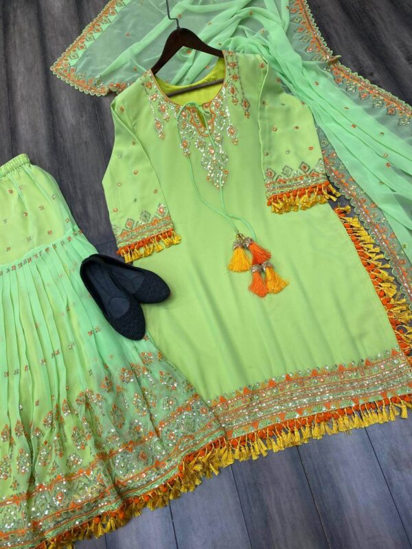 Georgette Kurti With Sharara Suit Set