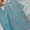 Sky Blue Chinon Kurti Pant With Dupatta