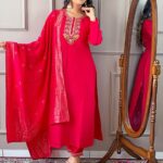 Red Viscose Chanderi Suit Set