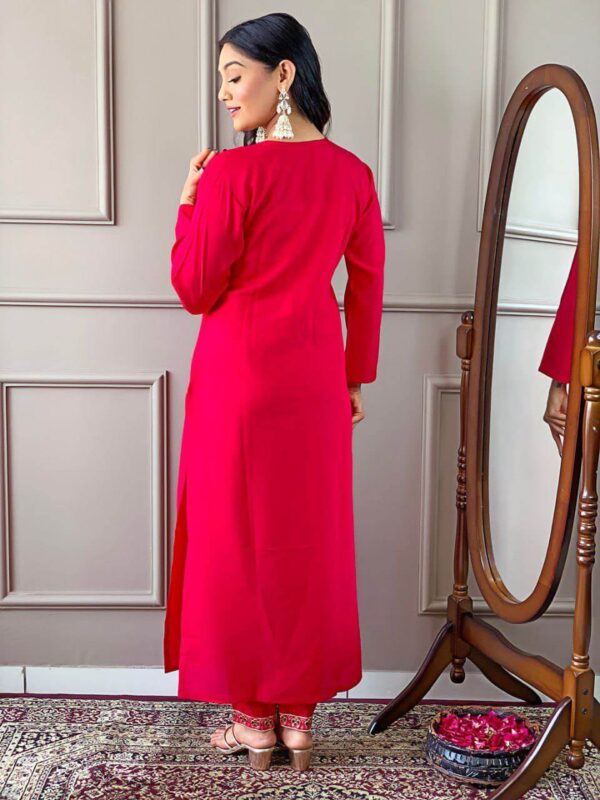 Red Viscose Chanderi Suit Set