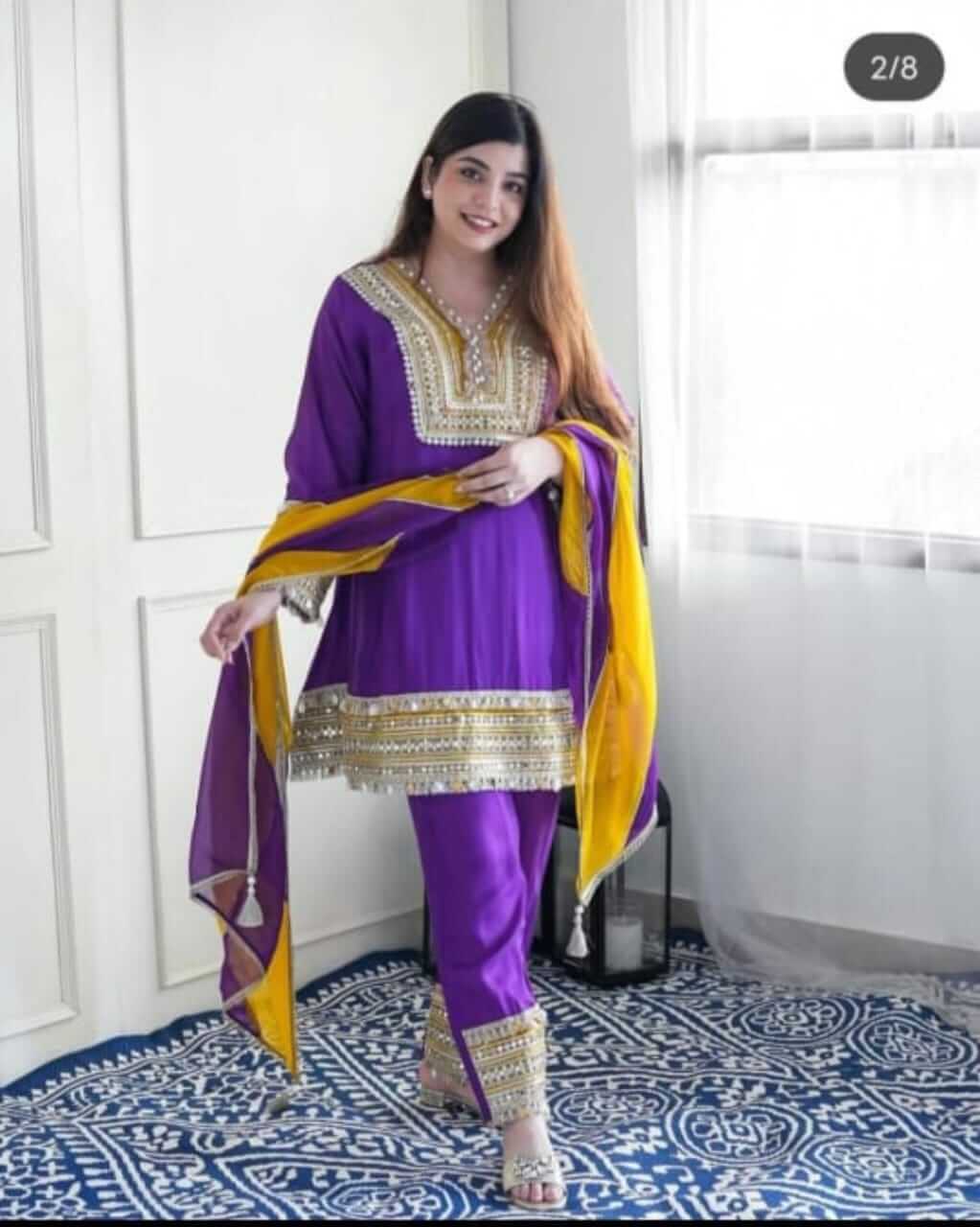 Party Wear Cotton Purple Suit Set