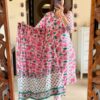 White And Pink Kurti Pant With Dupatta Set​