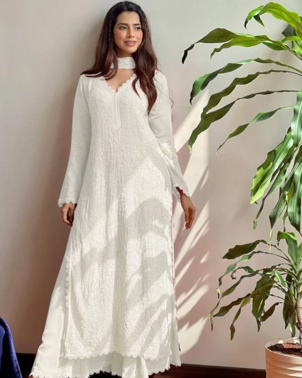 White Georgette Suit Set