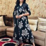 Cotton Black Kurti With Pant Dupatta