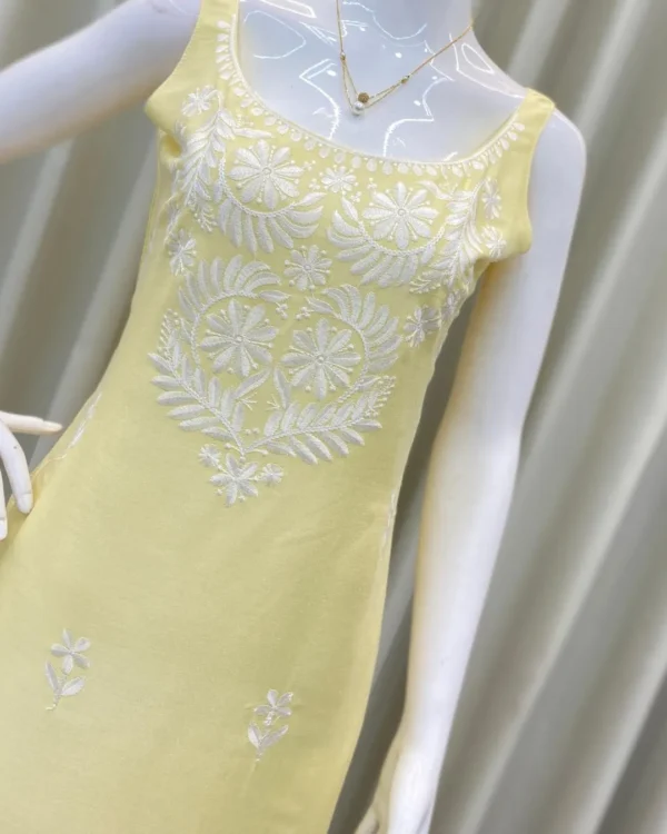 Yellow Floral White Kurti With Palazzo