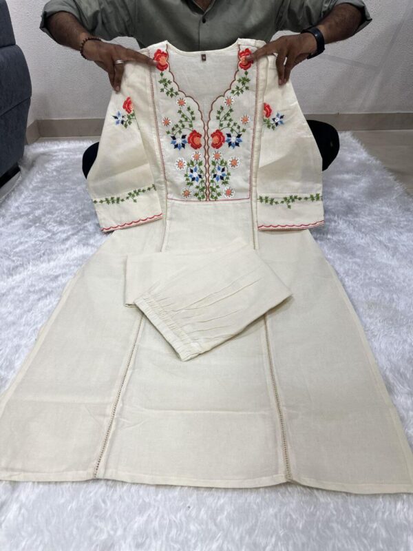 Cotton White Kurti With Pant Set