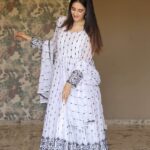 White Georgette Anarkali Suit Set