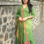 Khakhi Green Floral Print Suit Set