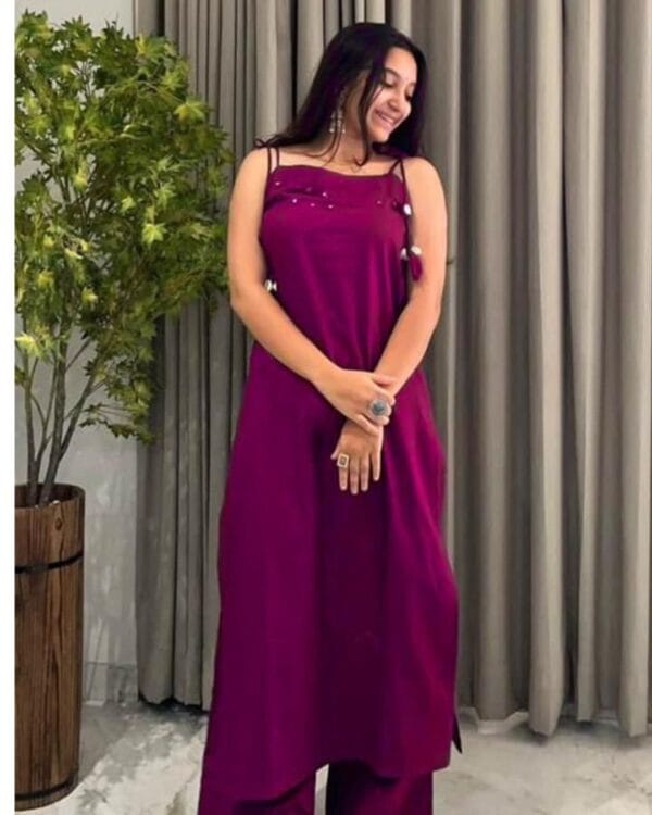 Sleeveless Office Wear Kurti Palazzo Set