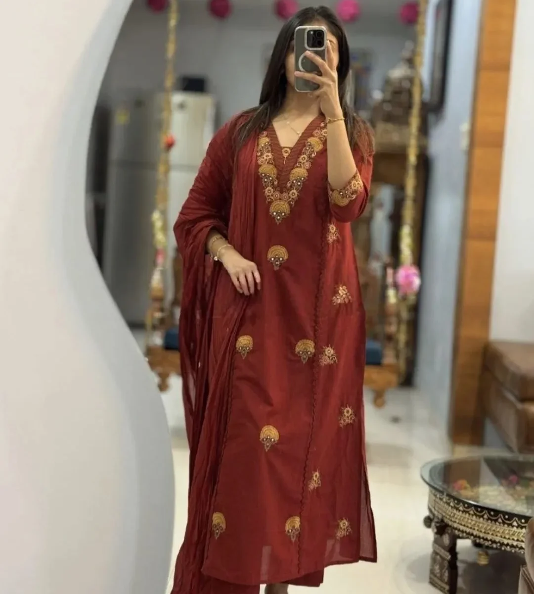 Dark Maroon Colour Suit Set