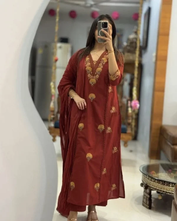 Dark Maroon Colour Suit Set