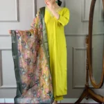 Yellow Viscose Chanderi Suit Set​