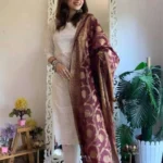 White Chikankari Kurti Cotton With Dupatta Set