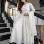 White Chikankari Work Kurti Pant With Dupatta